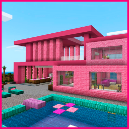 Pink house with furniture. Craft maps and mods