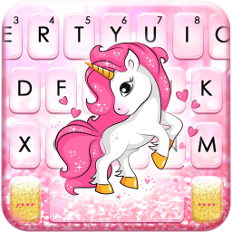 Pink Glitter Unicorn Keyboard Theme