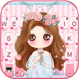 Pink Floral Girl Keyboard Theme