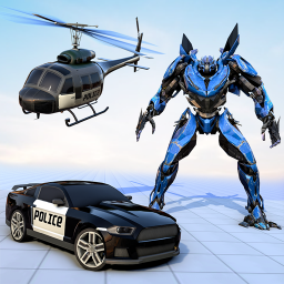 Police Helicopter Robot Car Transform Robot Games
