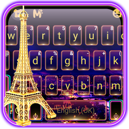 دانلود Neon Paris Night Tower Keyboard Theme