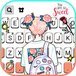 دانلود Doodle Cartoon Girl Keyboard Background