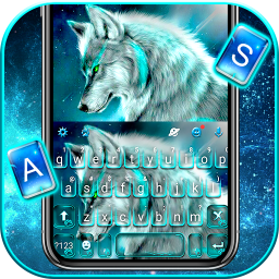 دانلود Cyan Neon Wolf Keyboard Theme