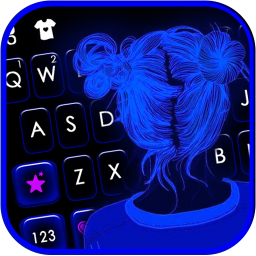 دانلود Neon Blue Girl Keyboard Theme