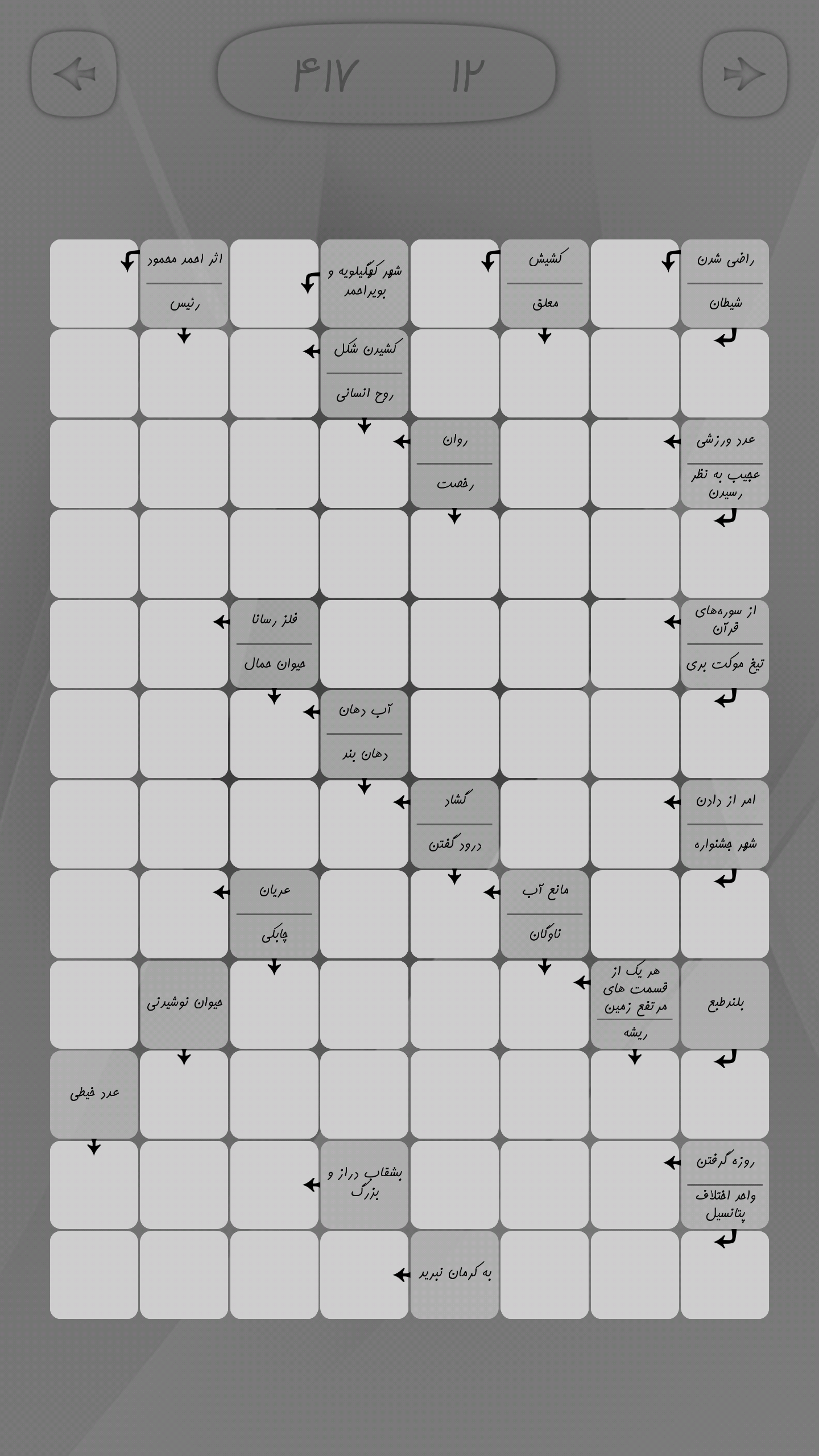 اسکرین شات 5 بازی جدولینه (جدول شرح در متن)