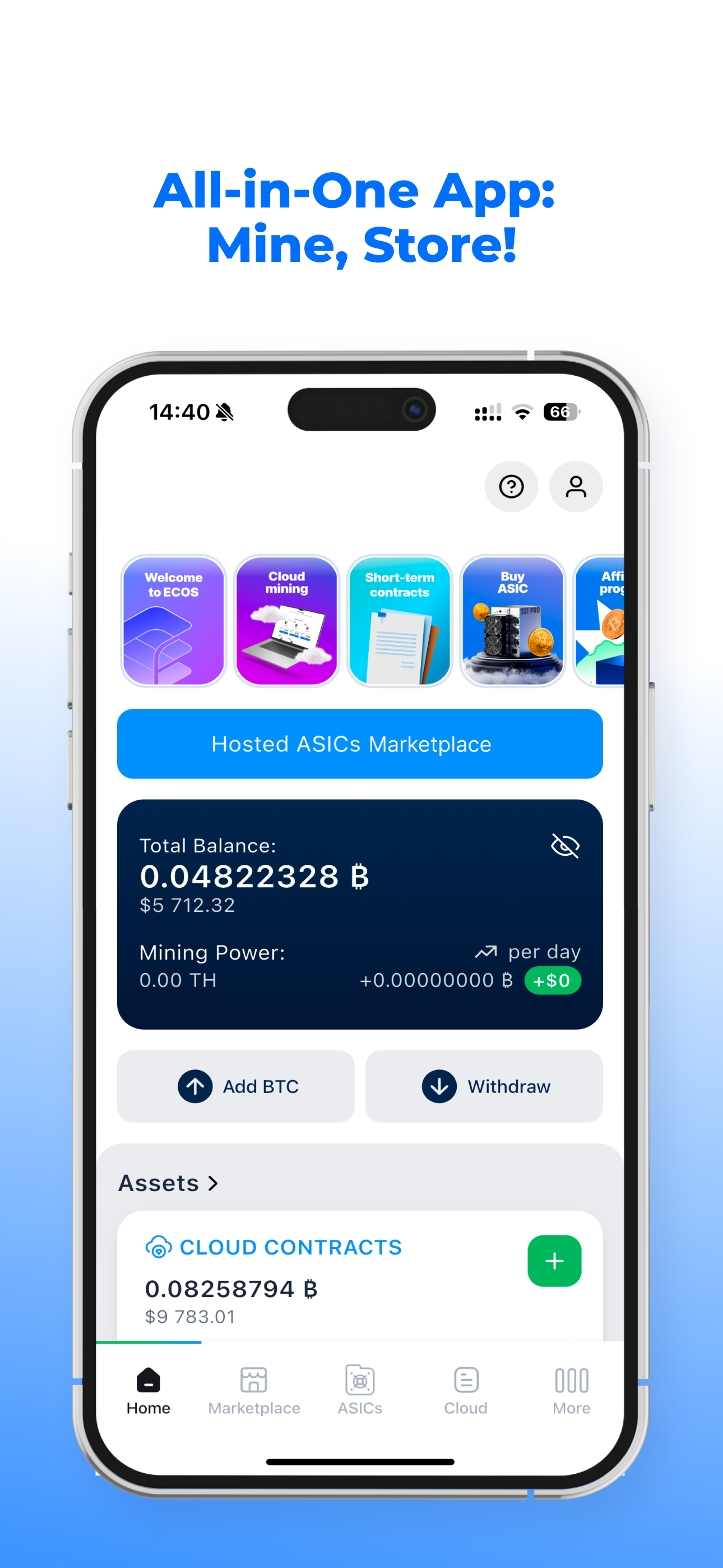 اسکرین شات 1 برنامه ECOS: Bitcoin & Crypto Mining