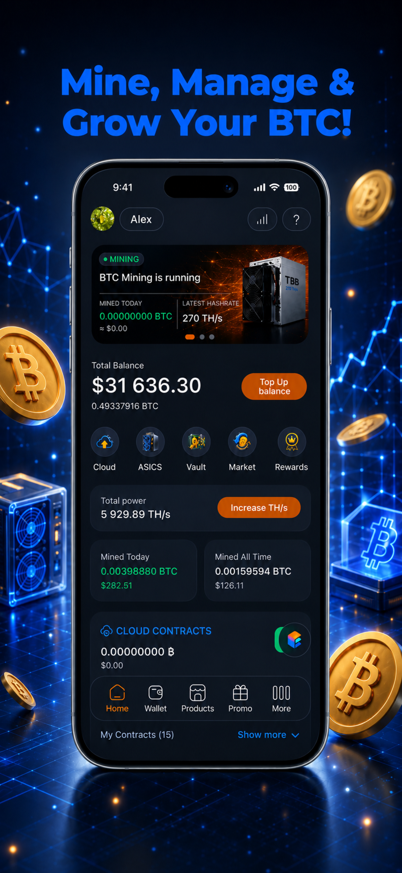 اسکرین شات 1 برنامه ECOS: Bitcoin & Crypto Mining