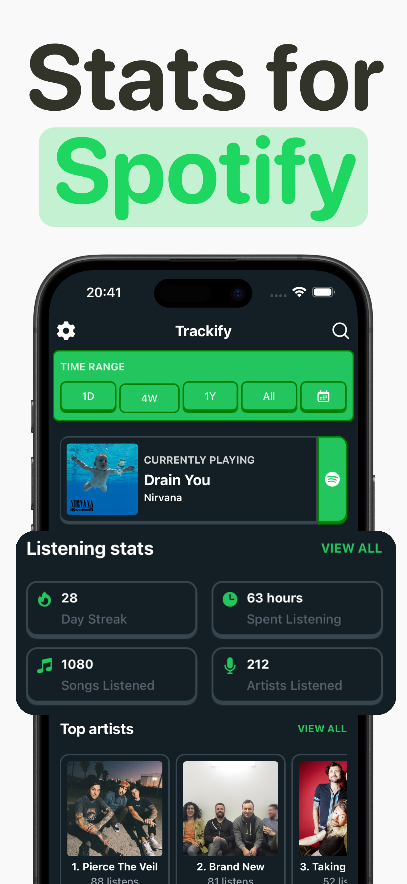 اسکرین شات 1 برنامه Trackify for Spotify Stats