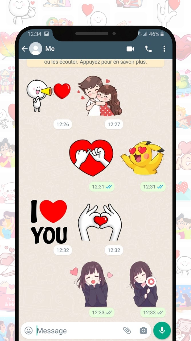 اسکرین شات 4 برنامه Love Stickers for Whatsapp