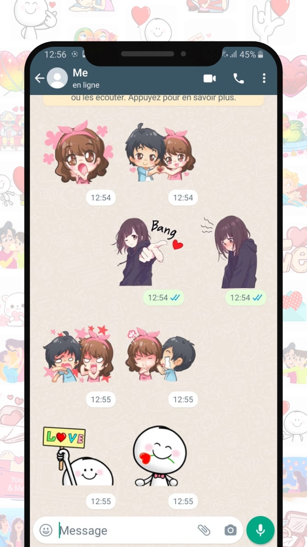 اسکرین شات 7 برنامه Love Stickers for Whatsapp
