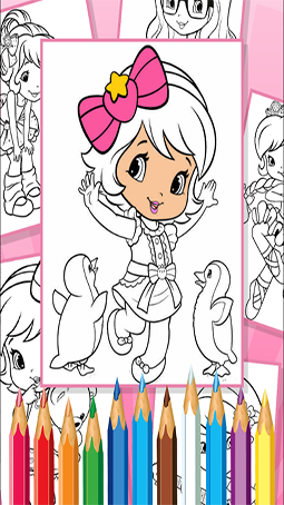 اسکرین شات 4 بازی بازی رنگ امیزی دختر توت فرنگی