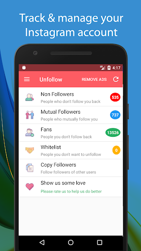 اسکرین شات 4 برنامه Unfollow for Instagram - Non followers & Fans