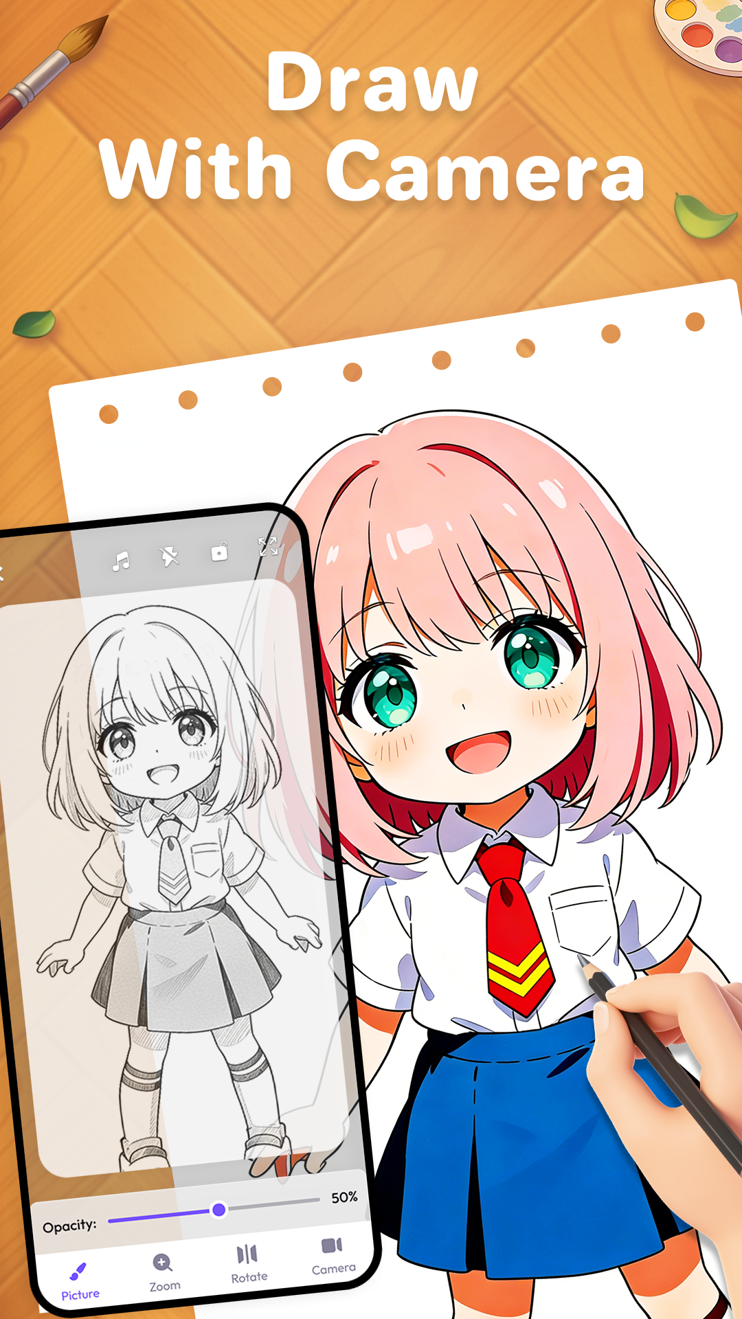 اسکرین شات 1 برنامه AR Draw: Trace to Sketch Anime