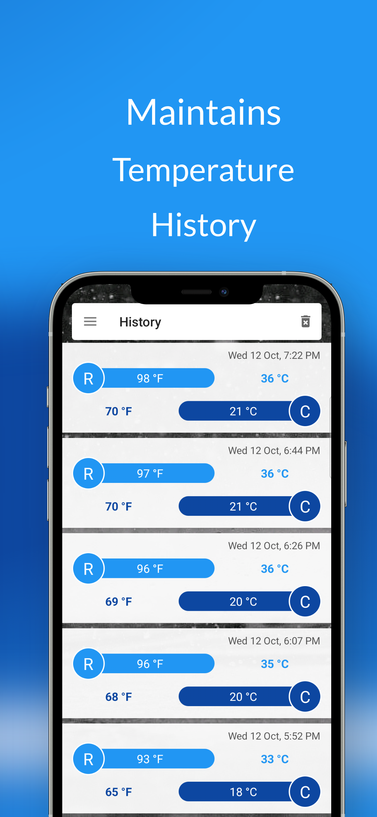 اسکرین شات 6 برنامه Room Temperature Thermometer