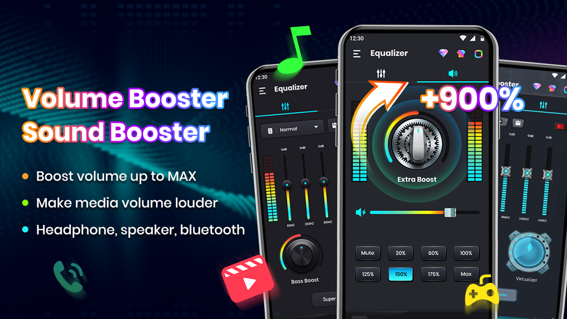 اسکرین شات 1 برنامه Volume Booster - Sound Booster