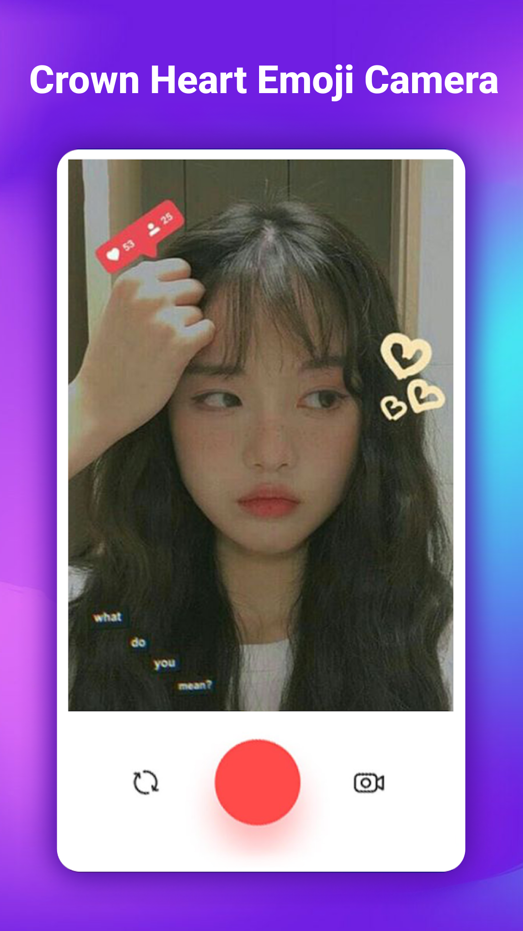 اسکرین شات 2 برنامه Crown Heart Emoji Camera