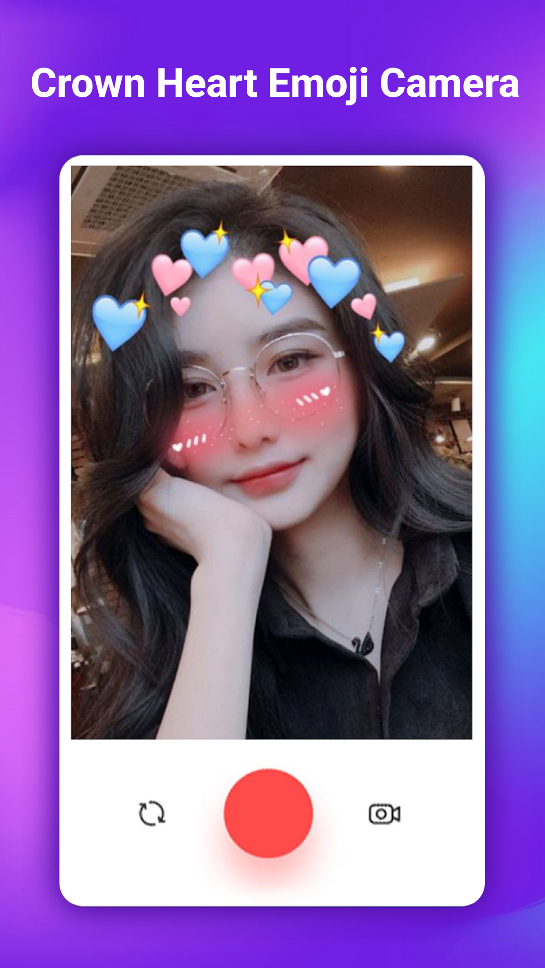 اسکرین شات 4 برنامه Crown Heart Emoji Camera