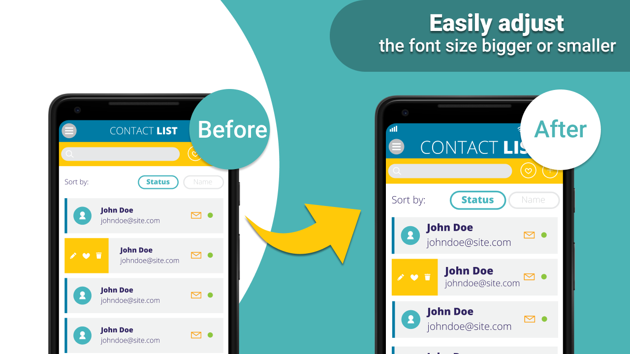 اسکرین شات 1 برنامه Big Font: Enlarge font