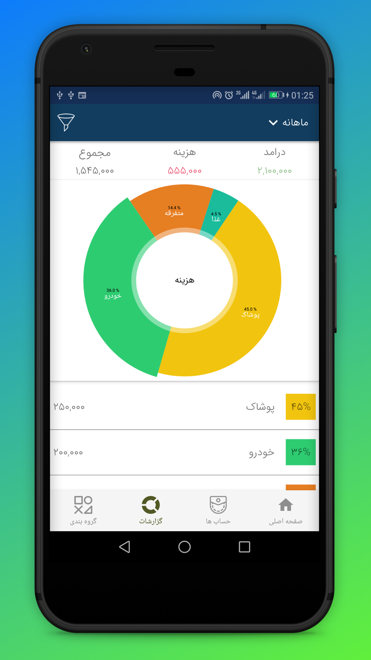 اسکرین شات 2 برنامه حسابداری شخصی باجت