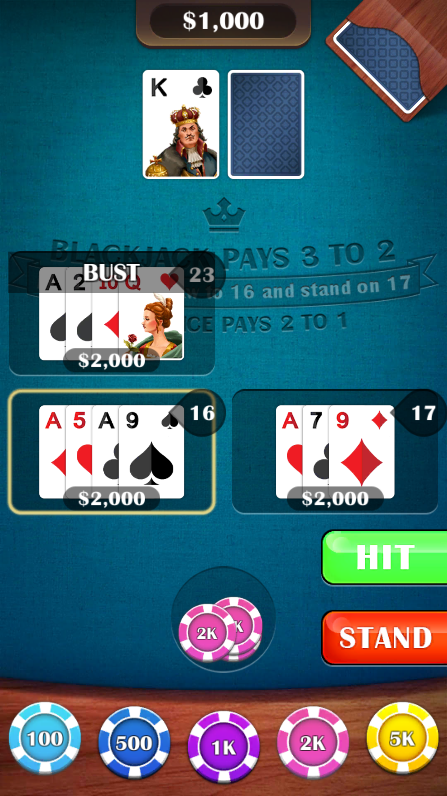 اسکرین شات 5 بازی Blackjack 21: casino card game
