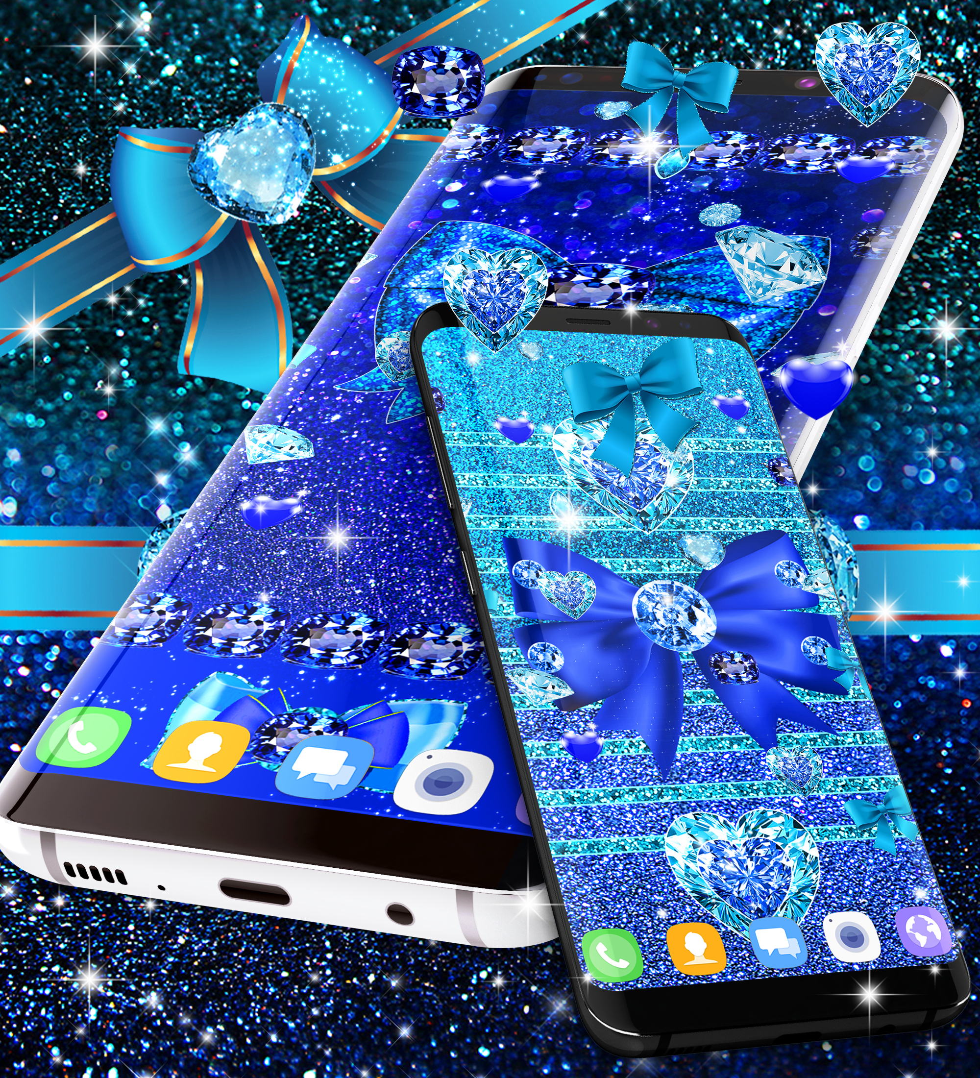 اسکرین شات 6 برنامه Blue glitter diamond wallpaper