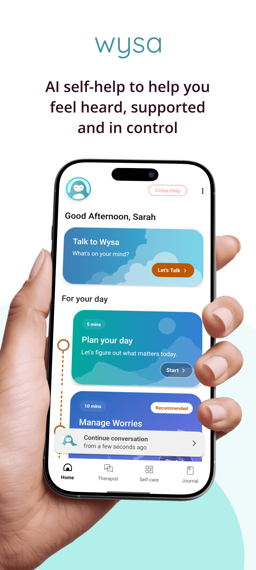 اسکرین شات 1 برنامه Wysa: Mental Wellbeing AI
