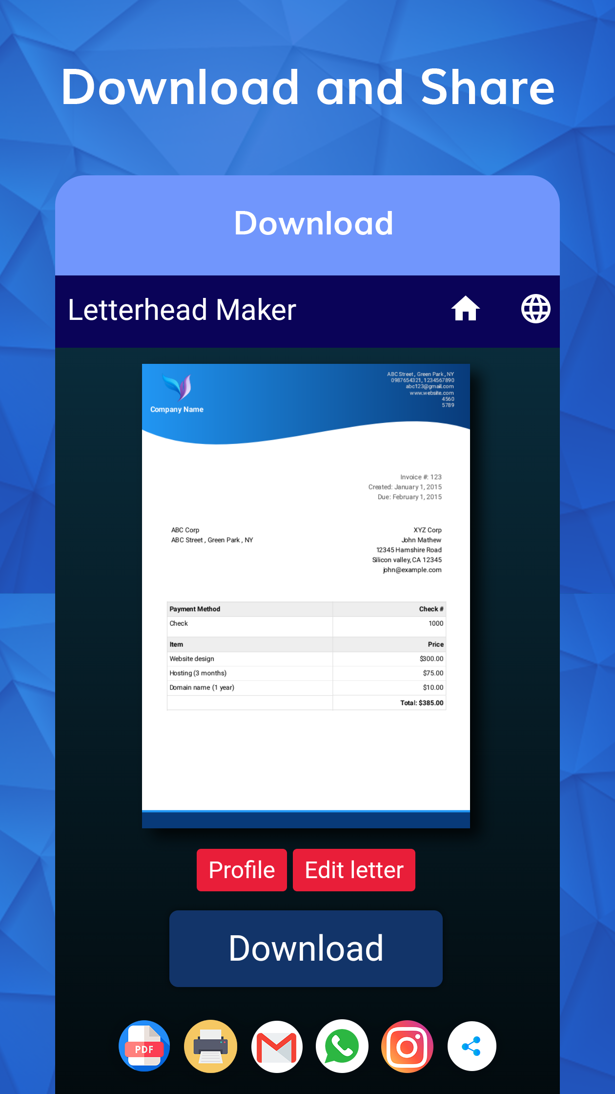 اسکرین شات 8 برنامه Letterhead Maker with logo PDF
