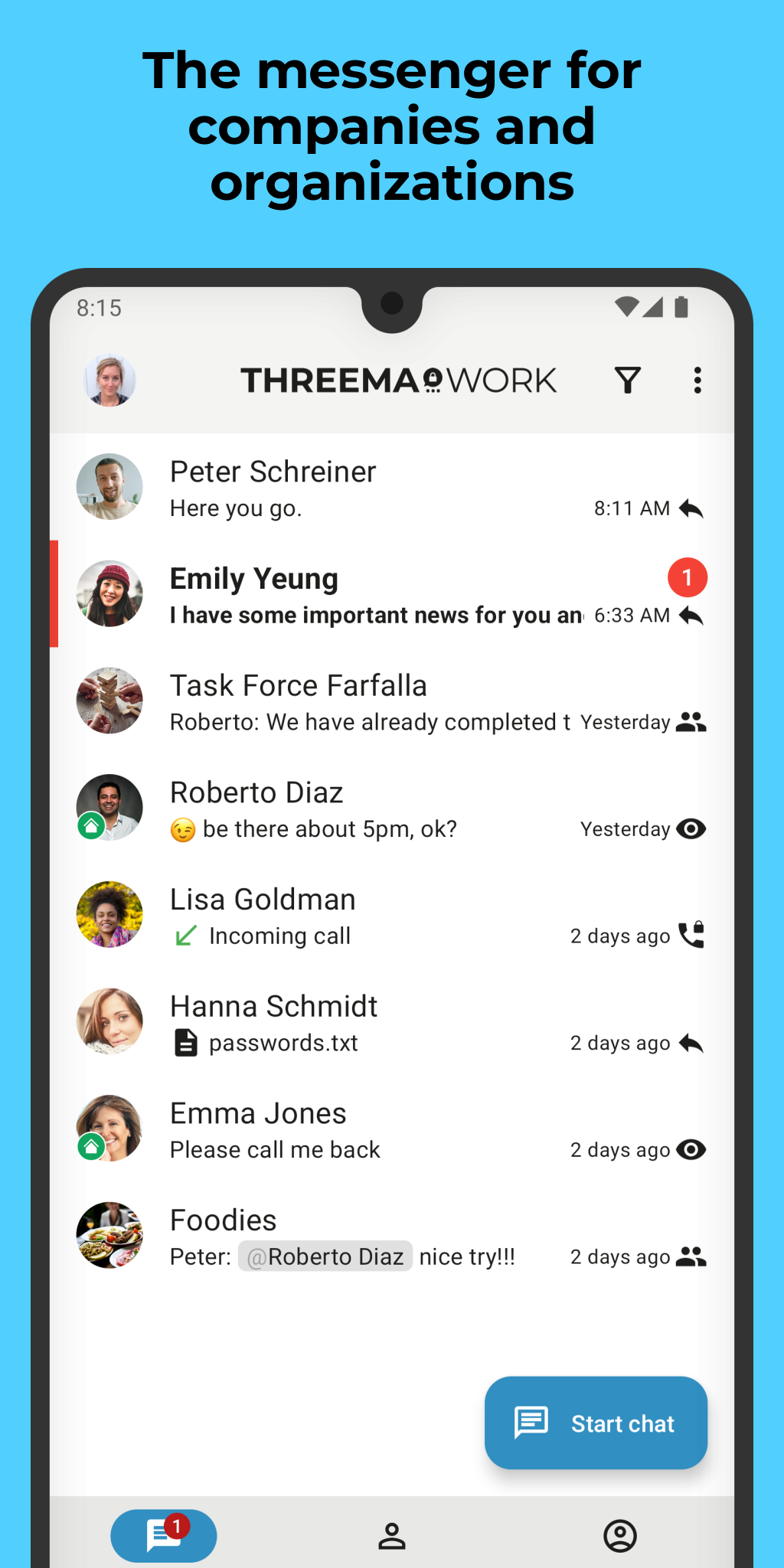 اسکرین شات 1 برنامه Threema Work. For Companies