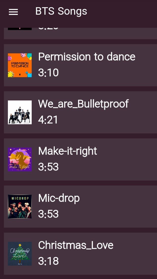 اسکرین شات 3 برنامه آهنگ های بی تی اس بدون اینترنت