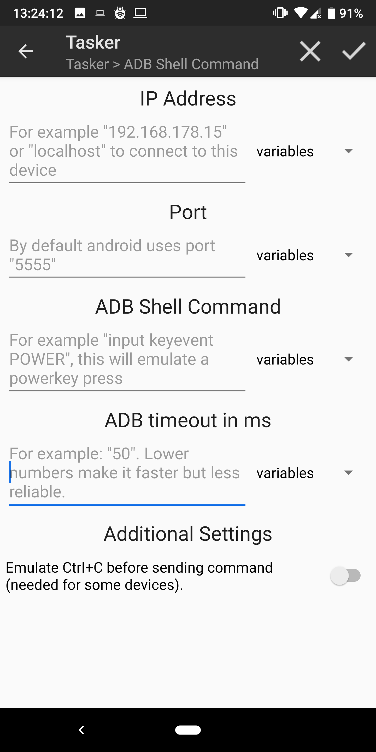 اسکرین شات 1 برنامه ADB Shell [Tasker Plugin]