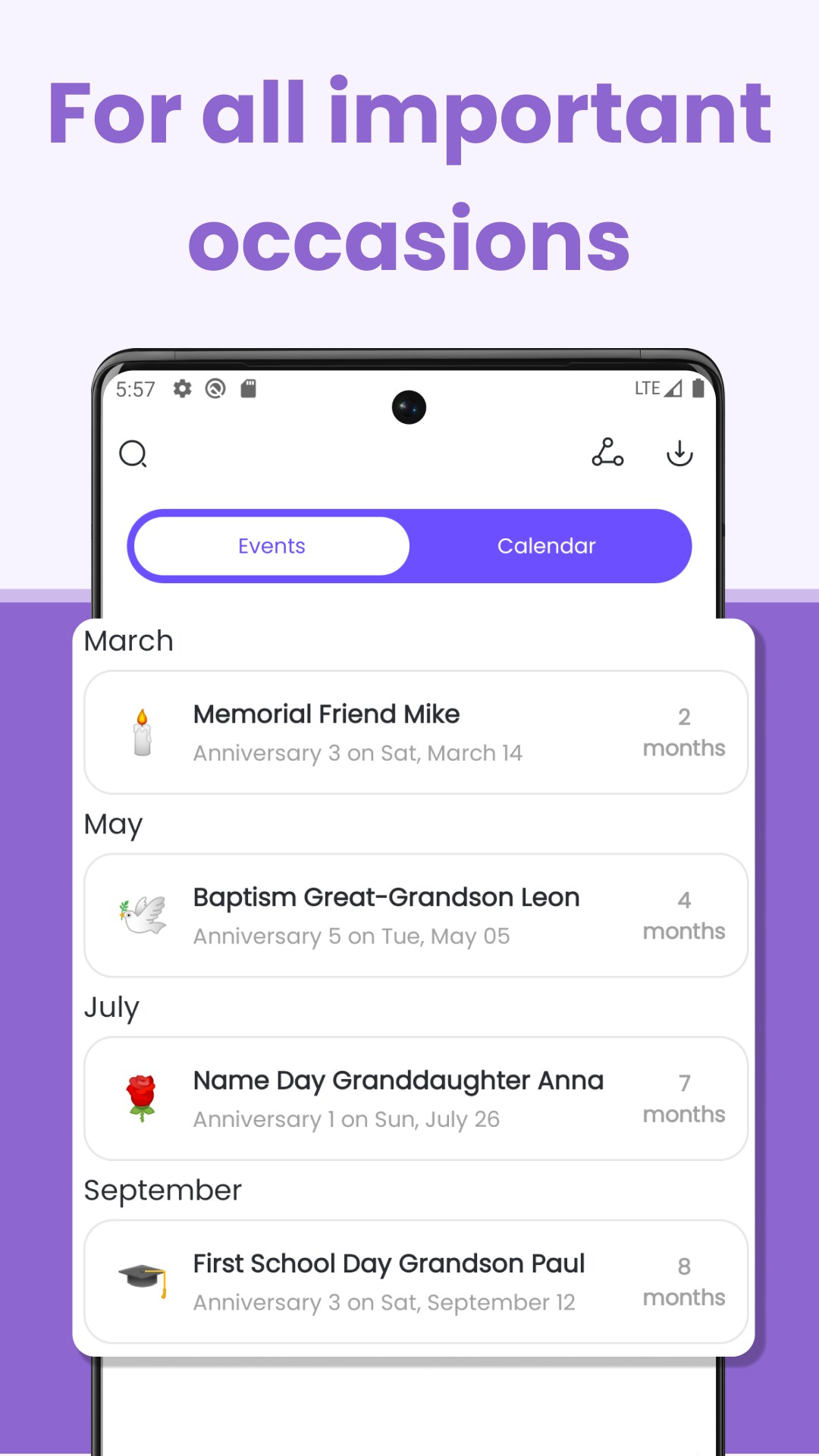 اسکرین شات 3 برنامه Birthday Calendar & Events