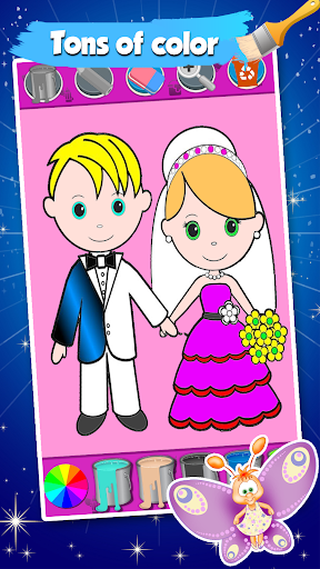 اسکرین شات 2 برنامه Bride And Groom Wedding Coloring Pages Game
