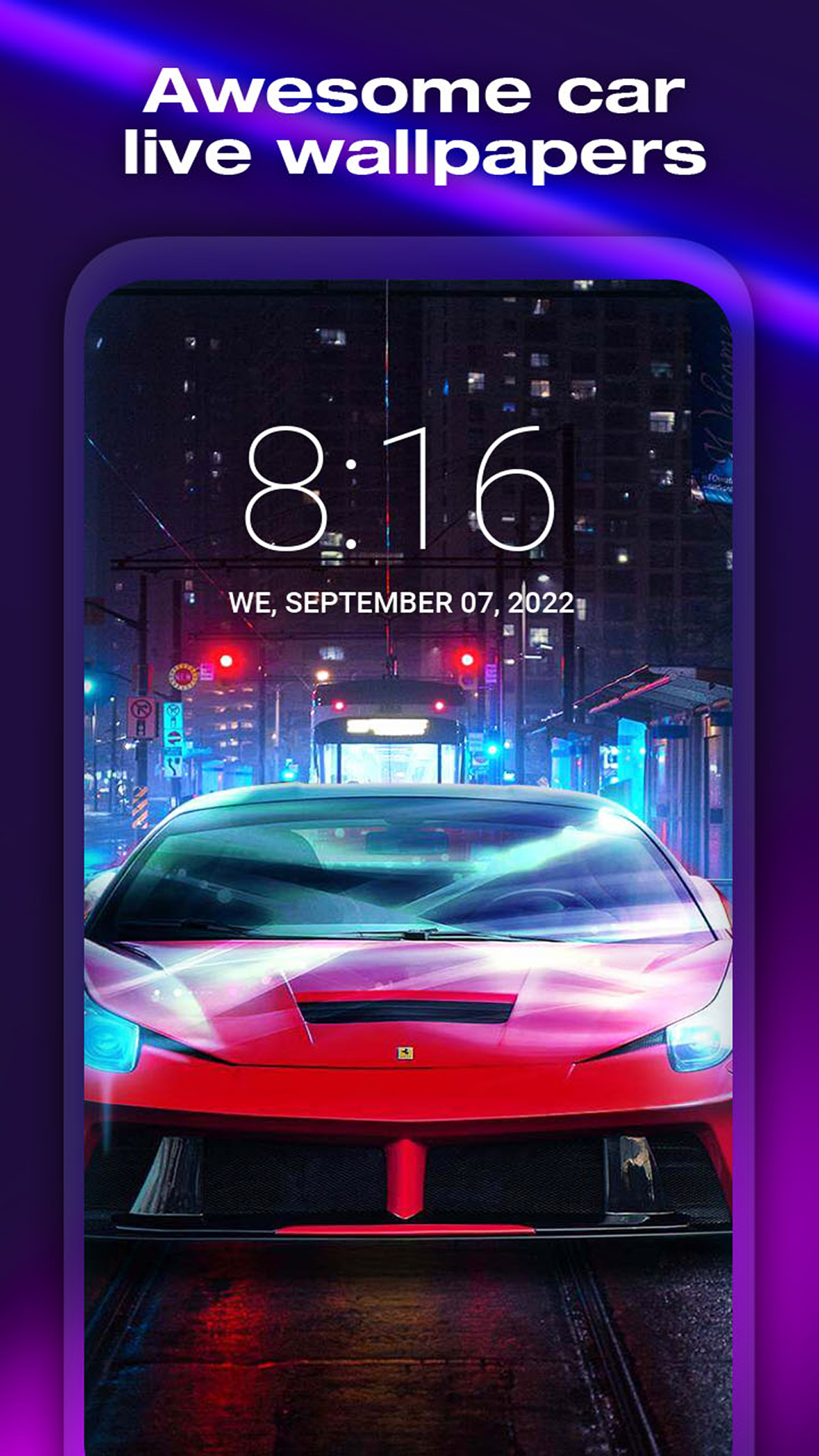 اسکرین شات 2 برنامه Neon Cars Live Wallpaper HD