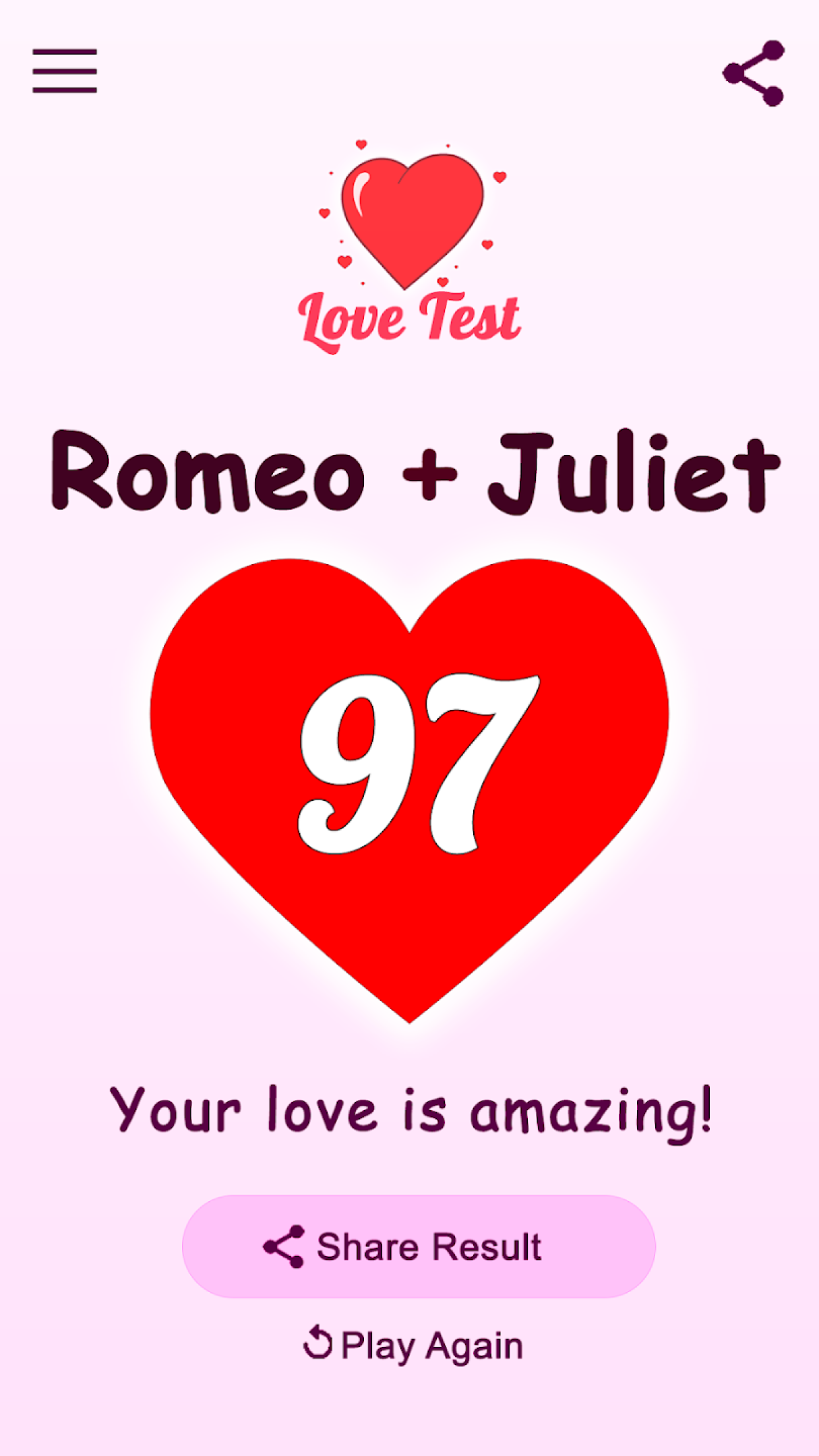 اسکرین شات 2 برنامه Love Test - Compatibility Test