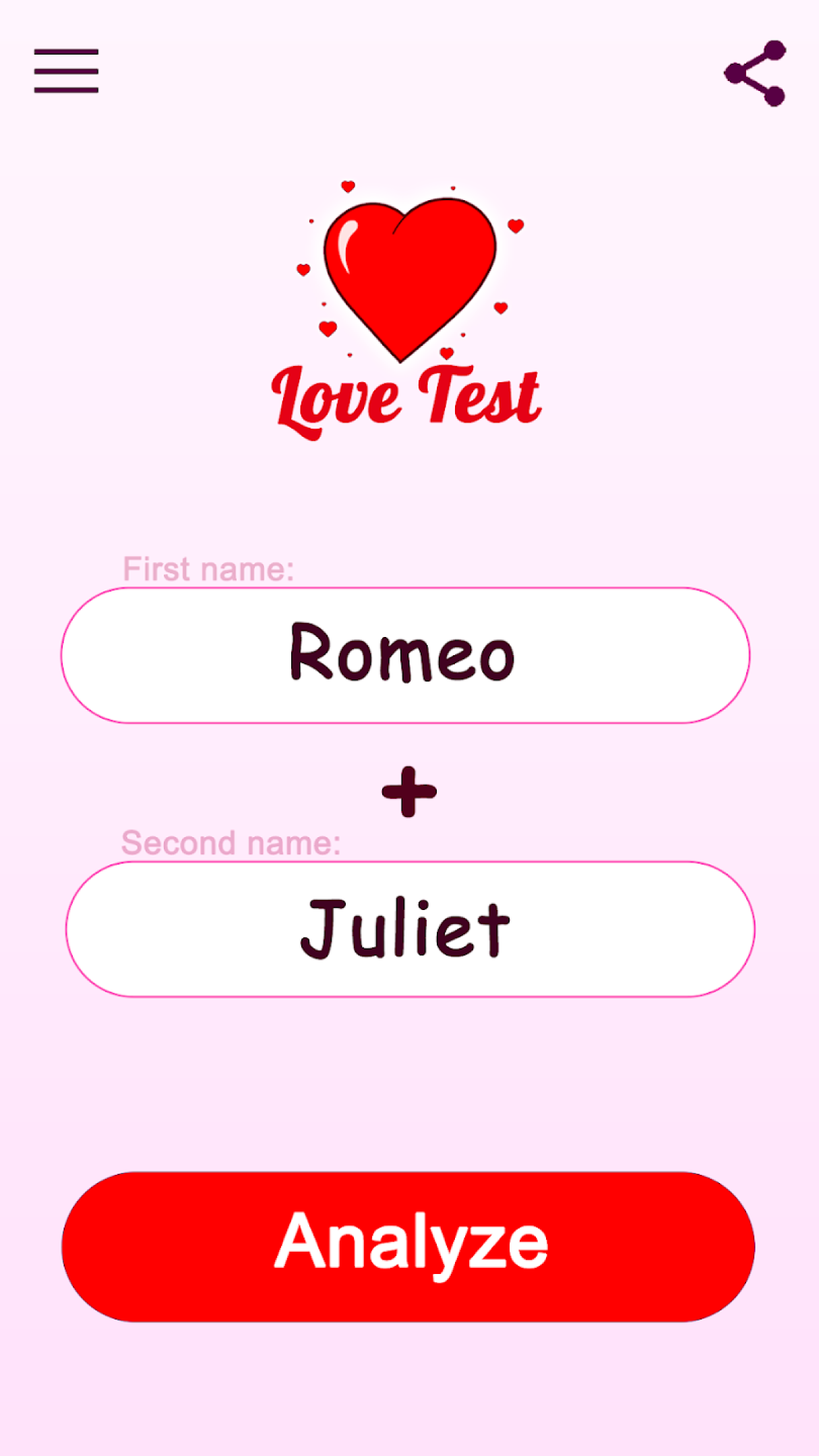 اسکرین شات 1 برنامه Love Test - Compatibility Test