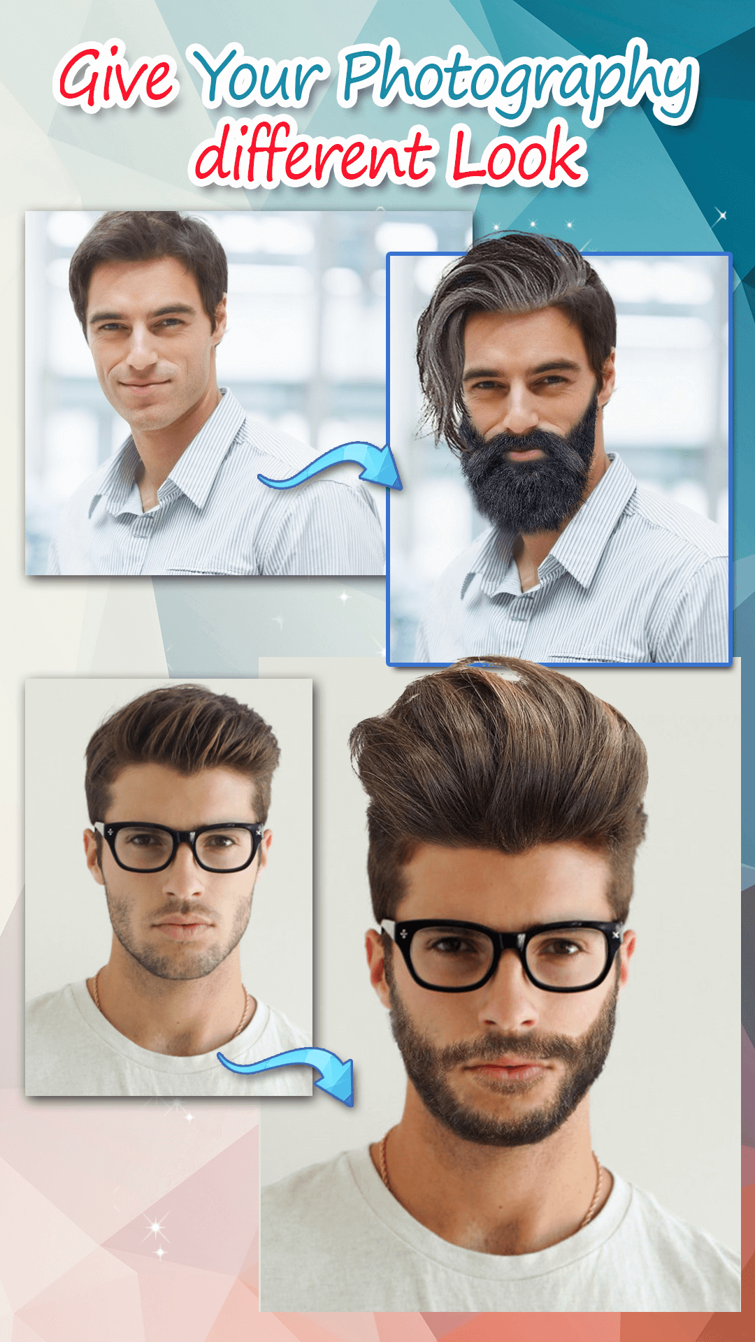 اسکرین شات 5 برنامه Men Hairstyles - Beard Camera