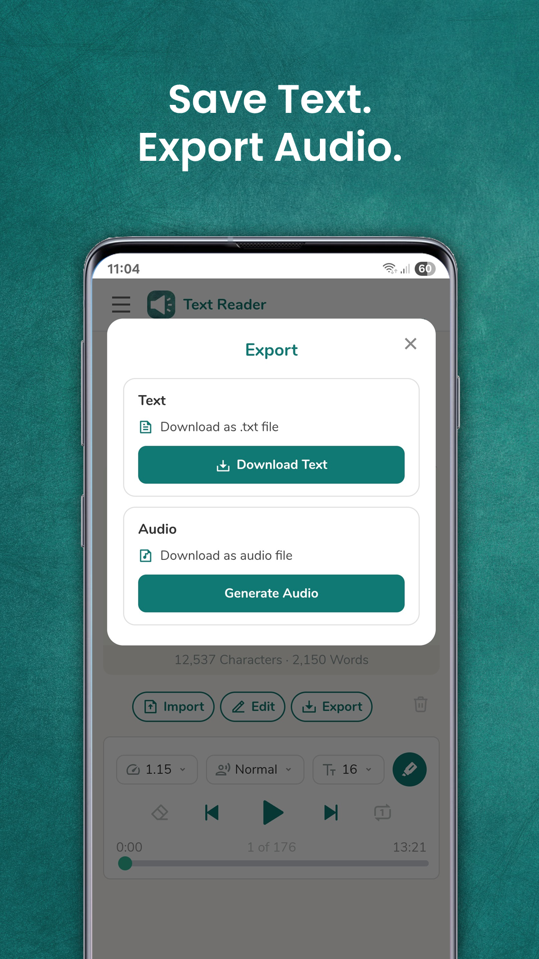اسکرین شات 5 برنامه Text Reader: Text to Speech