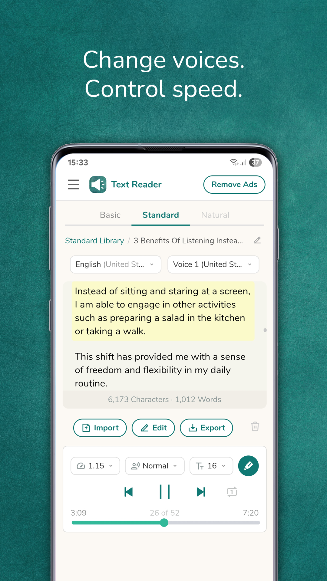 اسکرین شات 3 برنامه Text Reader: Text to Speech