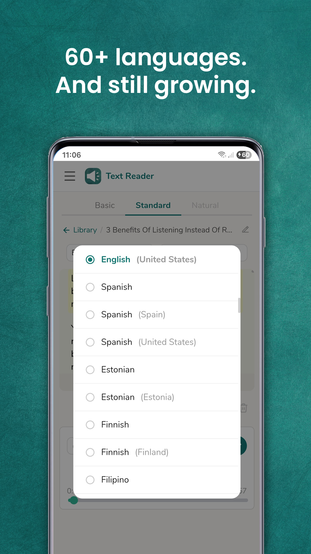 اسکرین شات 6 برنامه Text Reader: Text to Speech