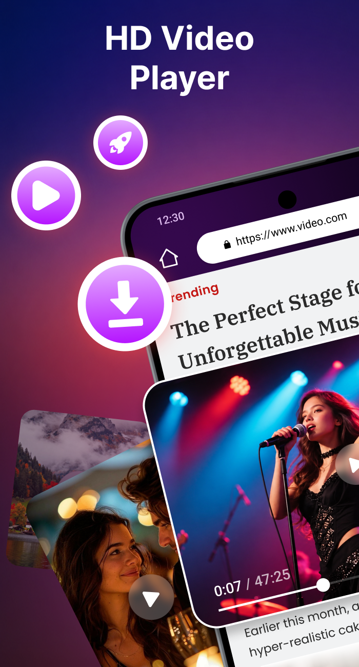 اسکرین شات 1 برنامه Video Player & Download Video