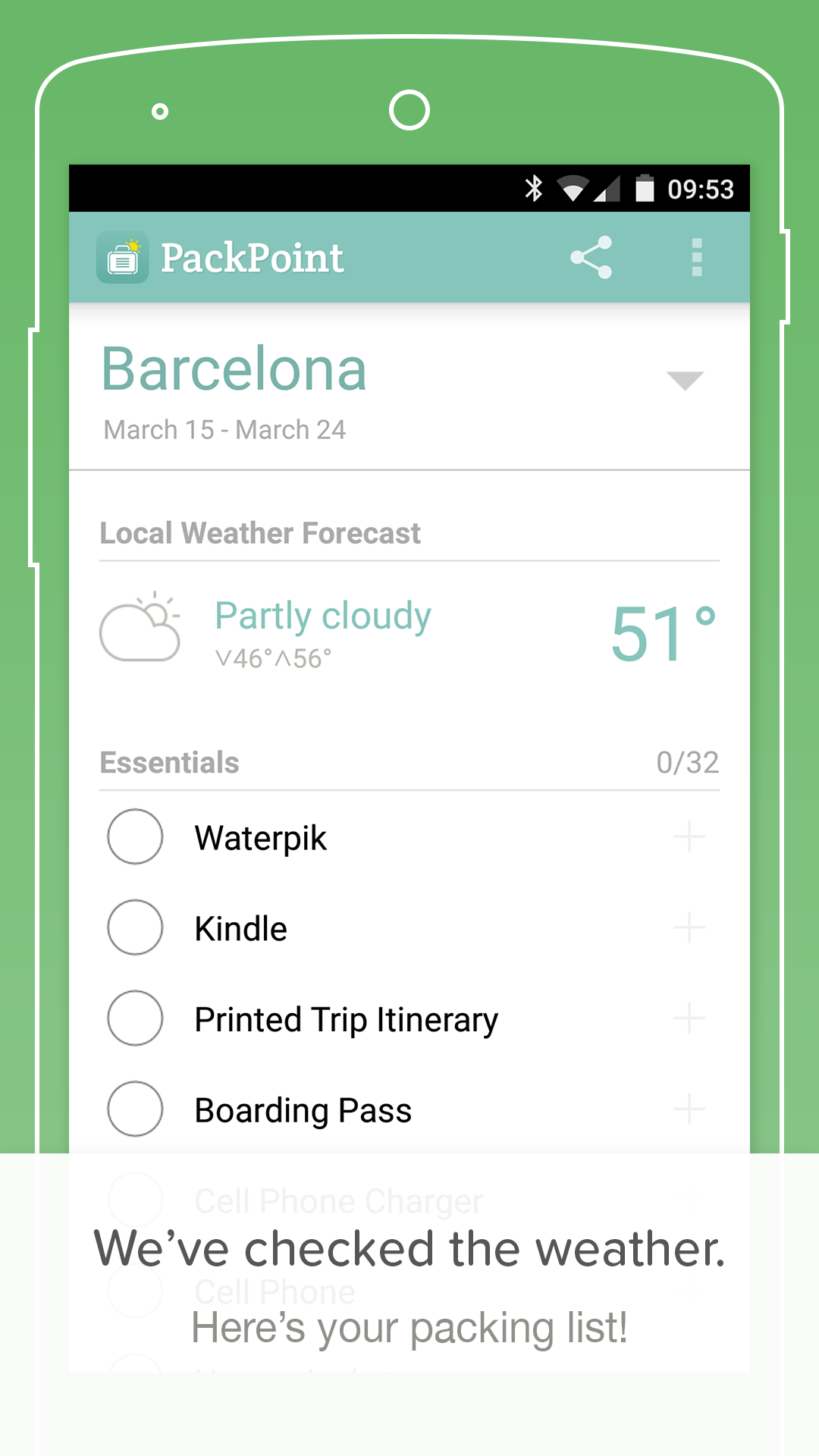 اسکرین شات 3 برنامه PackPoint travel packing list