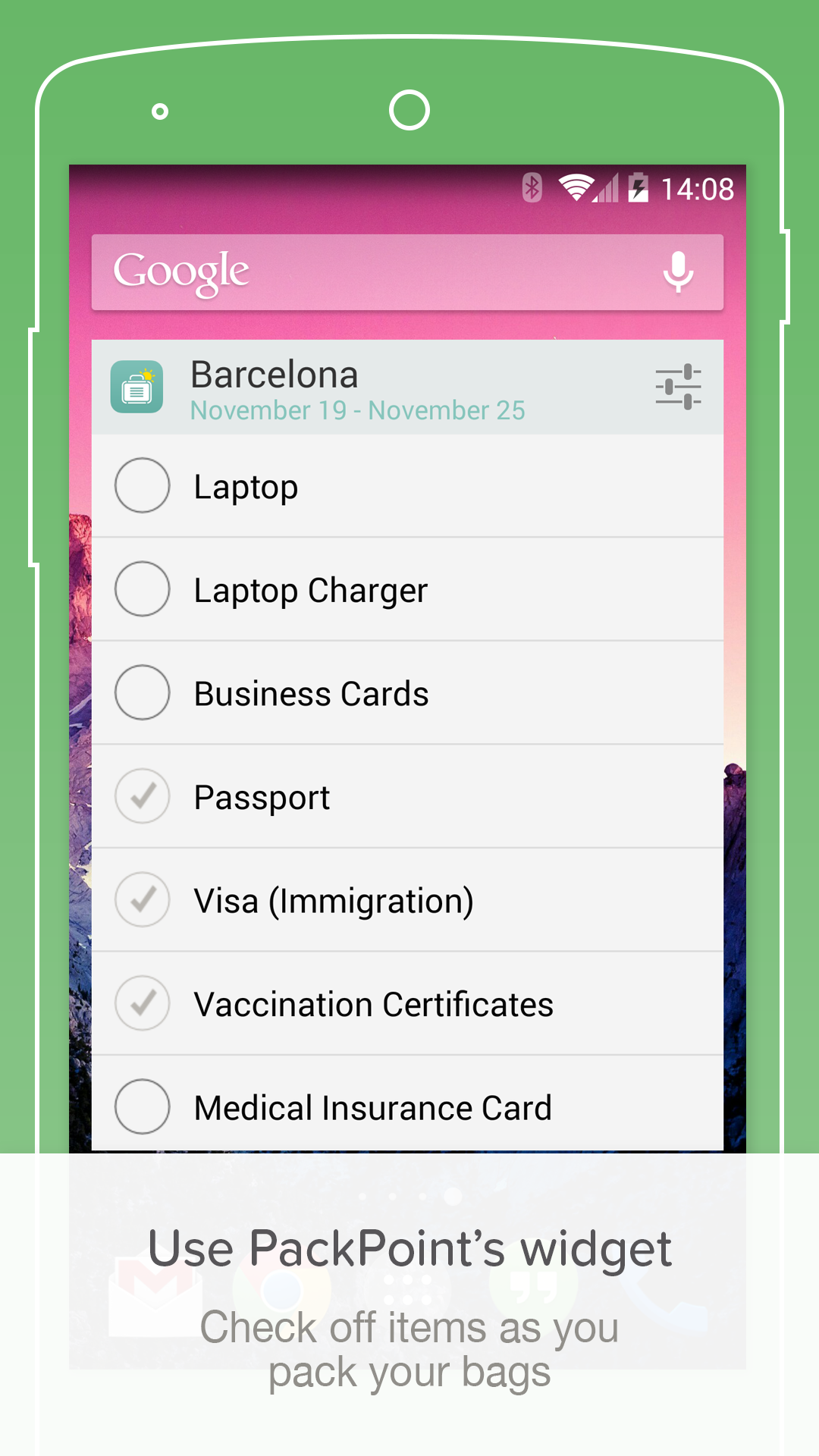 اسکرین شات 5 برنامه PackPoint travel packing list