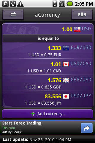 اسکرین شات 3 برنامه aCurrency (exchange rate)