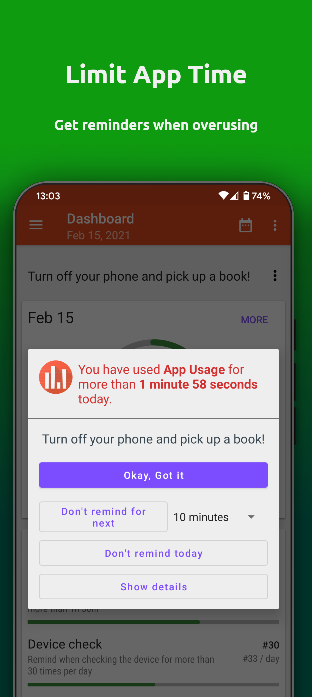 اسکرین شات 5 برنامه App Usage - Manage/Track Usage