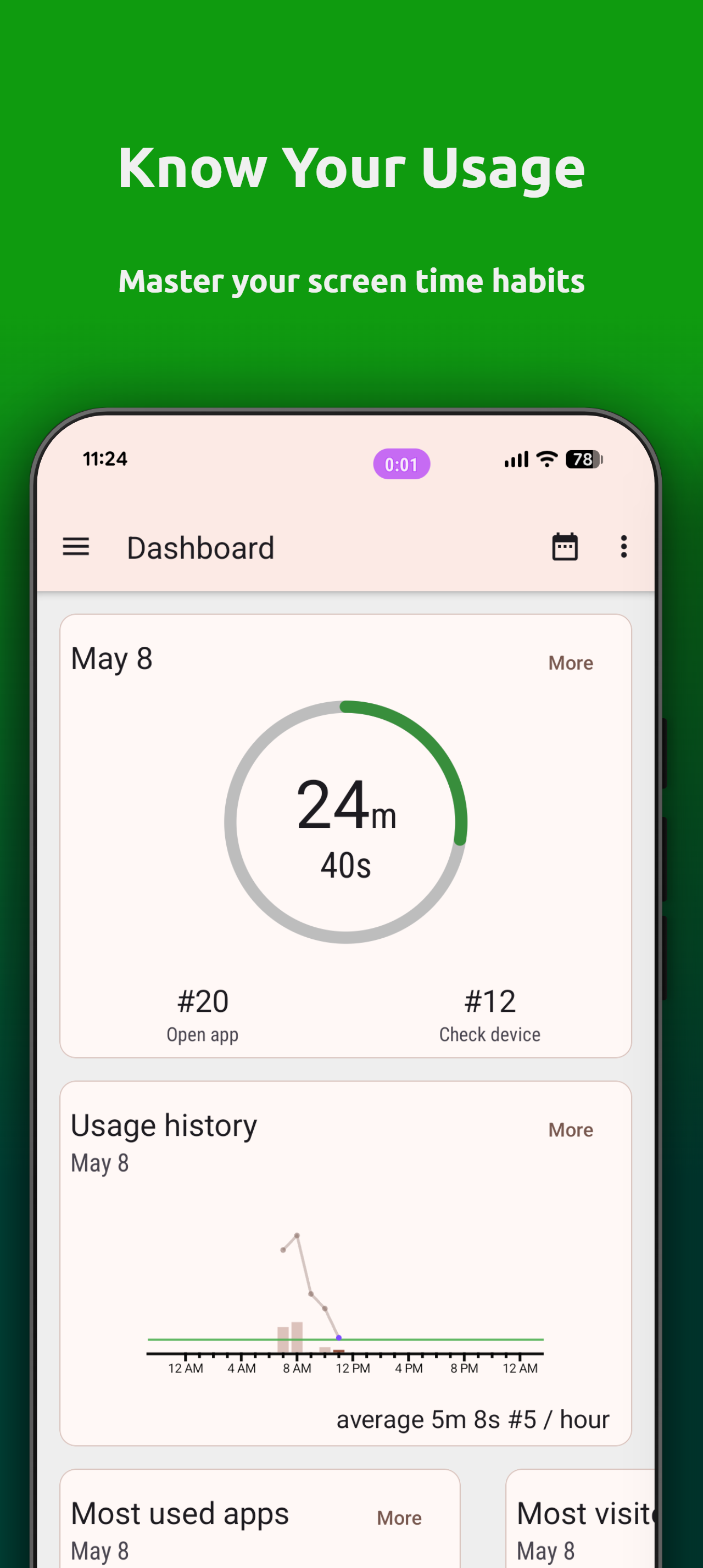 اسکرین شات 1 برنامه App Usage - Manage/Track Usage