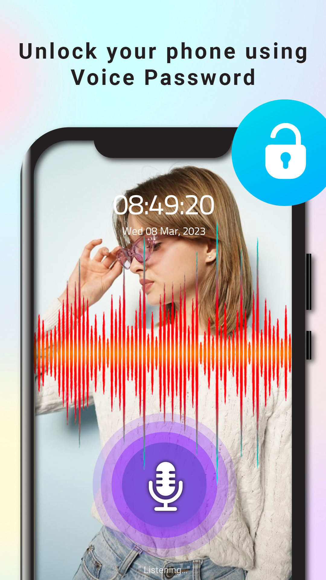 اسکرین شات 1 برنامه Voice Lock Screen