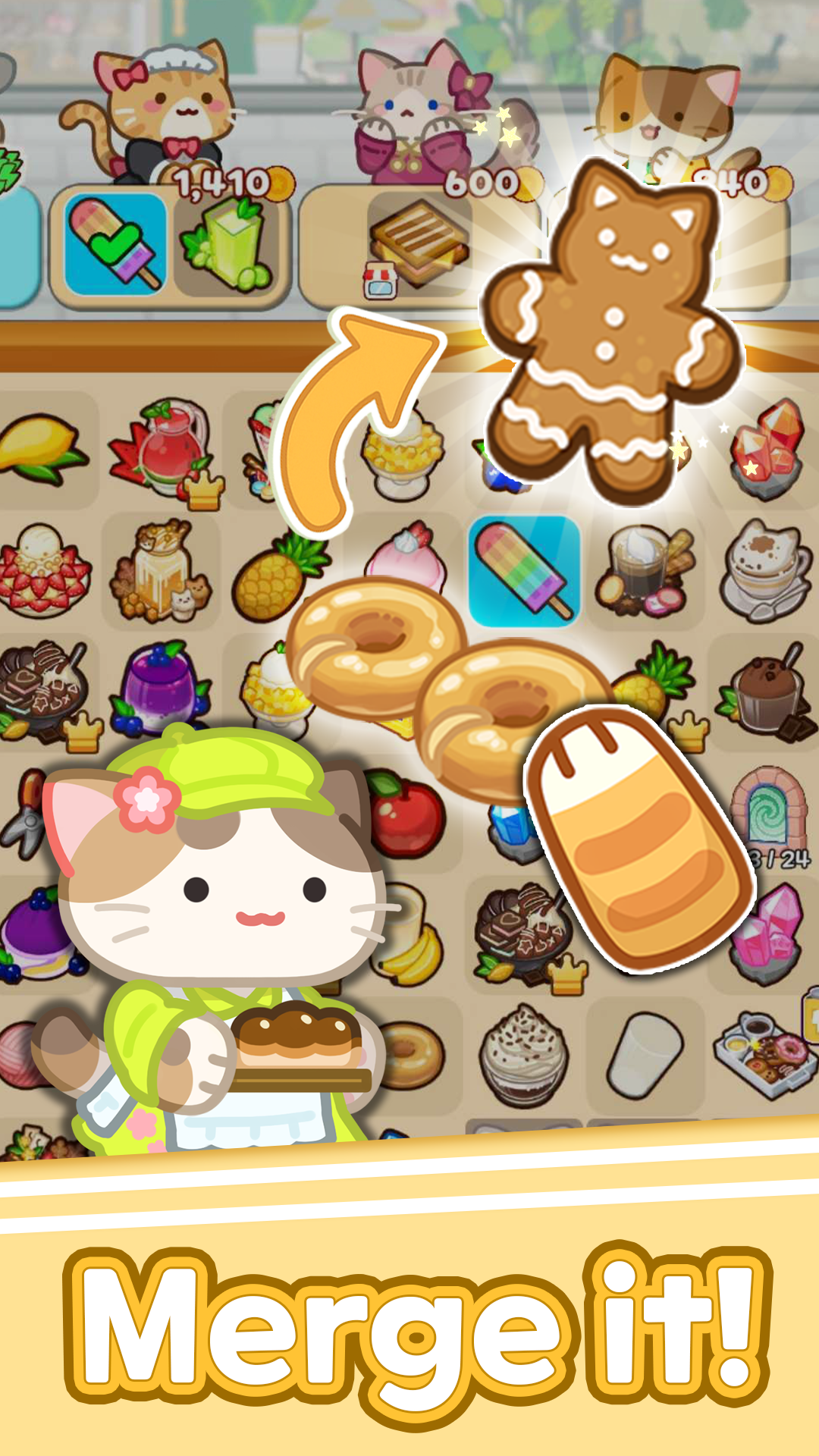 اسکرین شات 1 بازی Merge Meow Cafe : Coffee cat