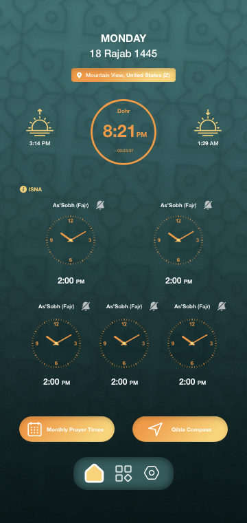 اسکرین شات 1 برنامه Prayer Times, Qibla Finder