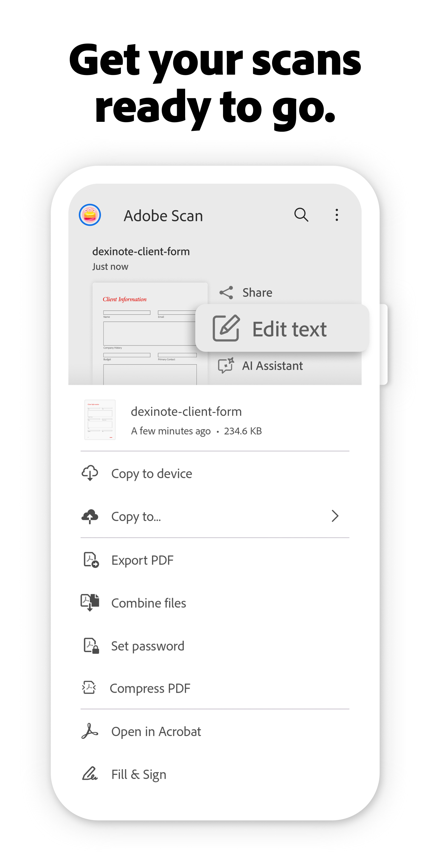 اسکرین شات 4 برنامه Adobe Scan AI PDF Scanner, OCR