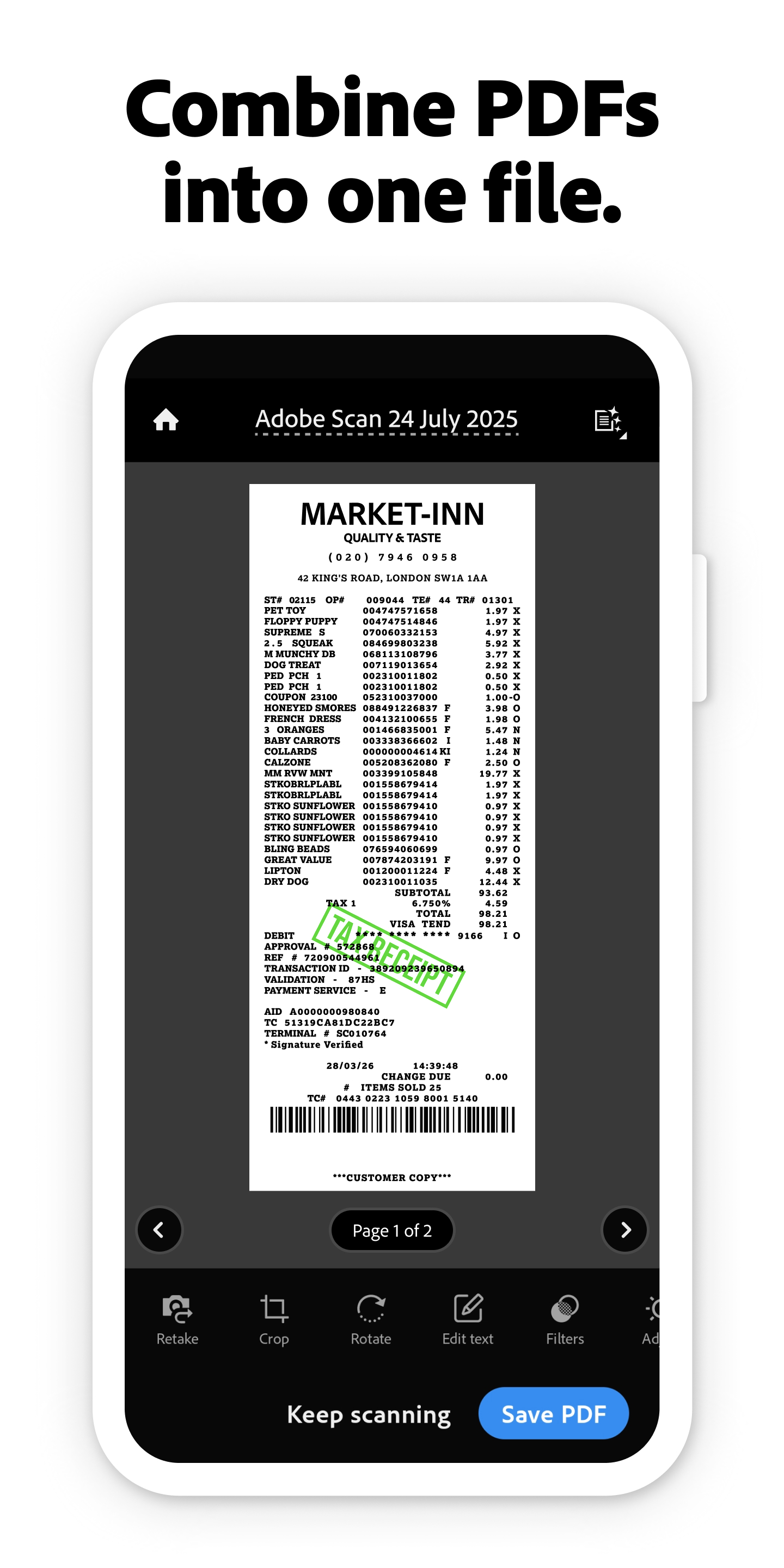 اسکرین شات 2 برنامه Adobe Scan AI PDF Scanner, OCR